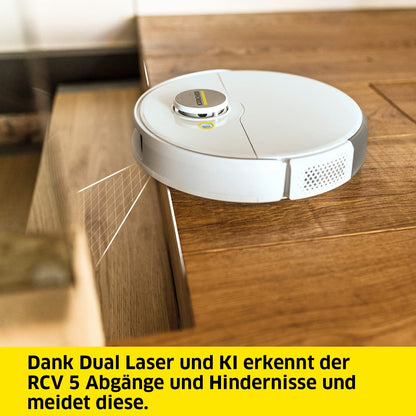 Kärcher RCV 5 Saugroboter mit Wischfunktion, LiDAR & KI Navigation – Weiß