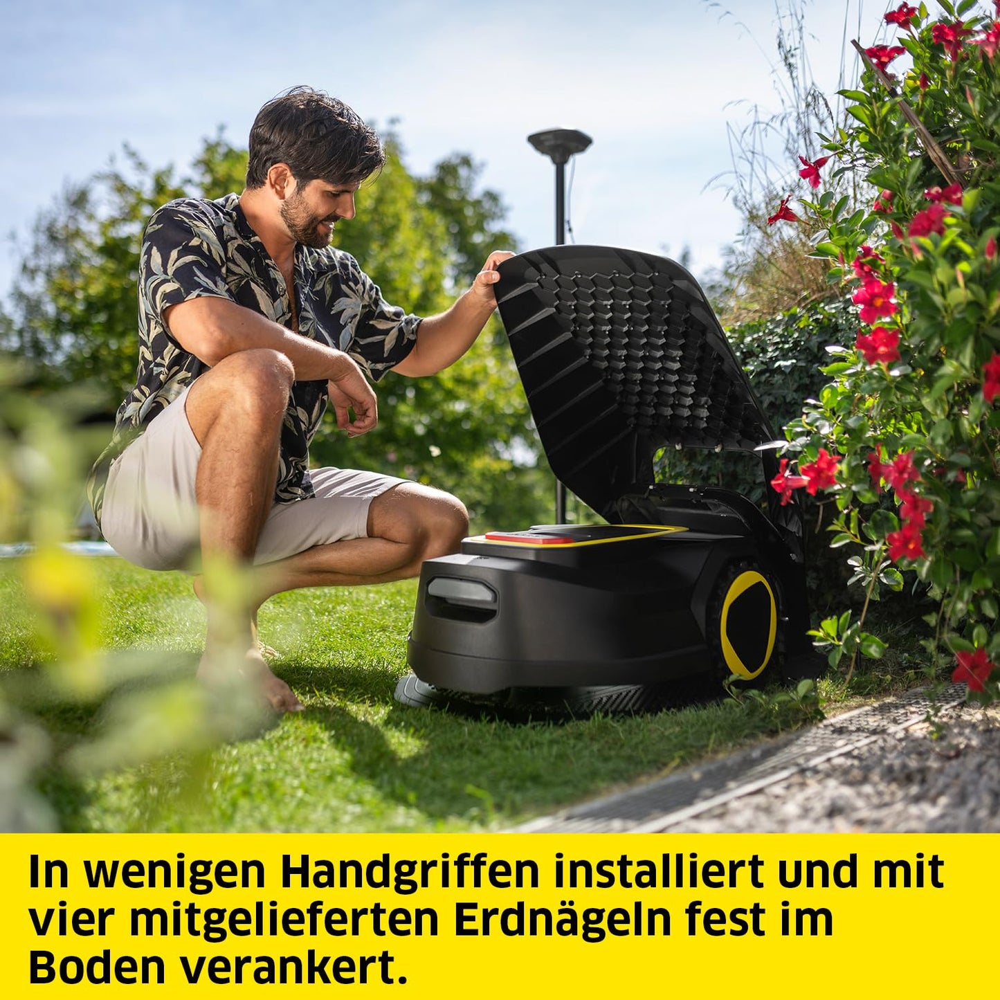 Kärcher Garage für RCX Mähroboter mit aufklappbarem Dach – Schwarz